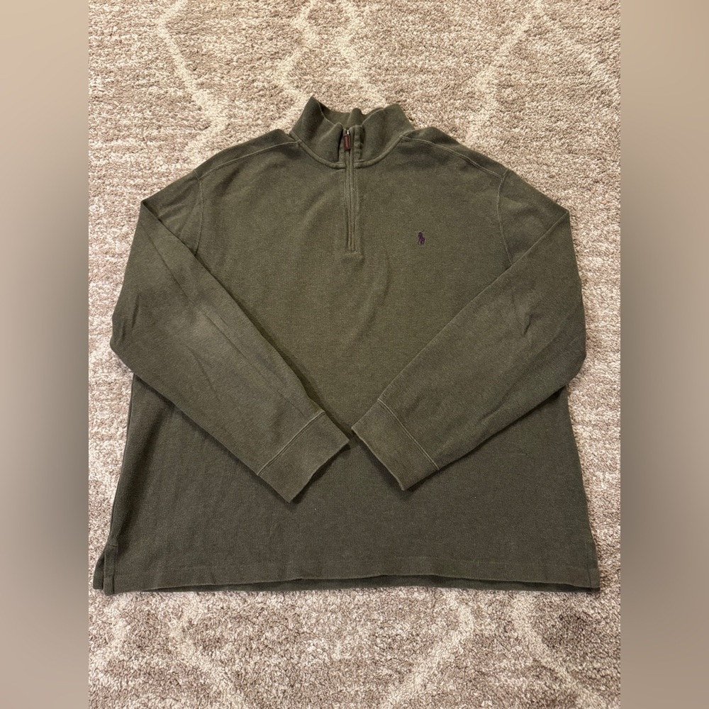 Vintage Men's Size XXL 2XL Polo Ralph Lauren 1/4 Zip Knit Sweatshirt Green - Picture 1 of 5